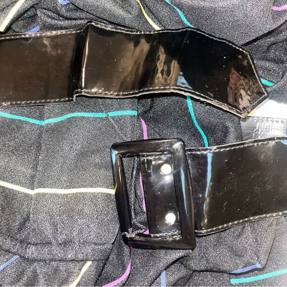 Vintage Rainbow Striped Sally Lou Day Dress Belted Large - Picture 3 of 9